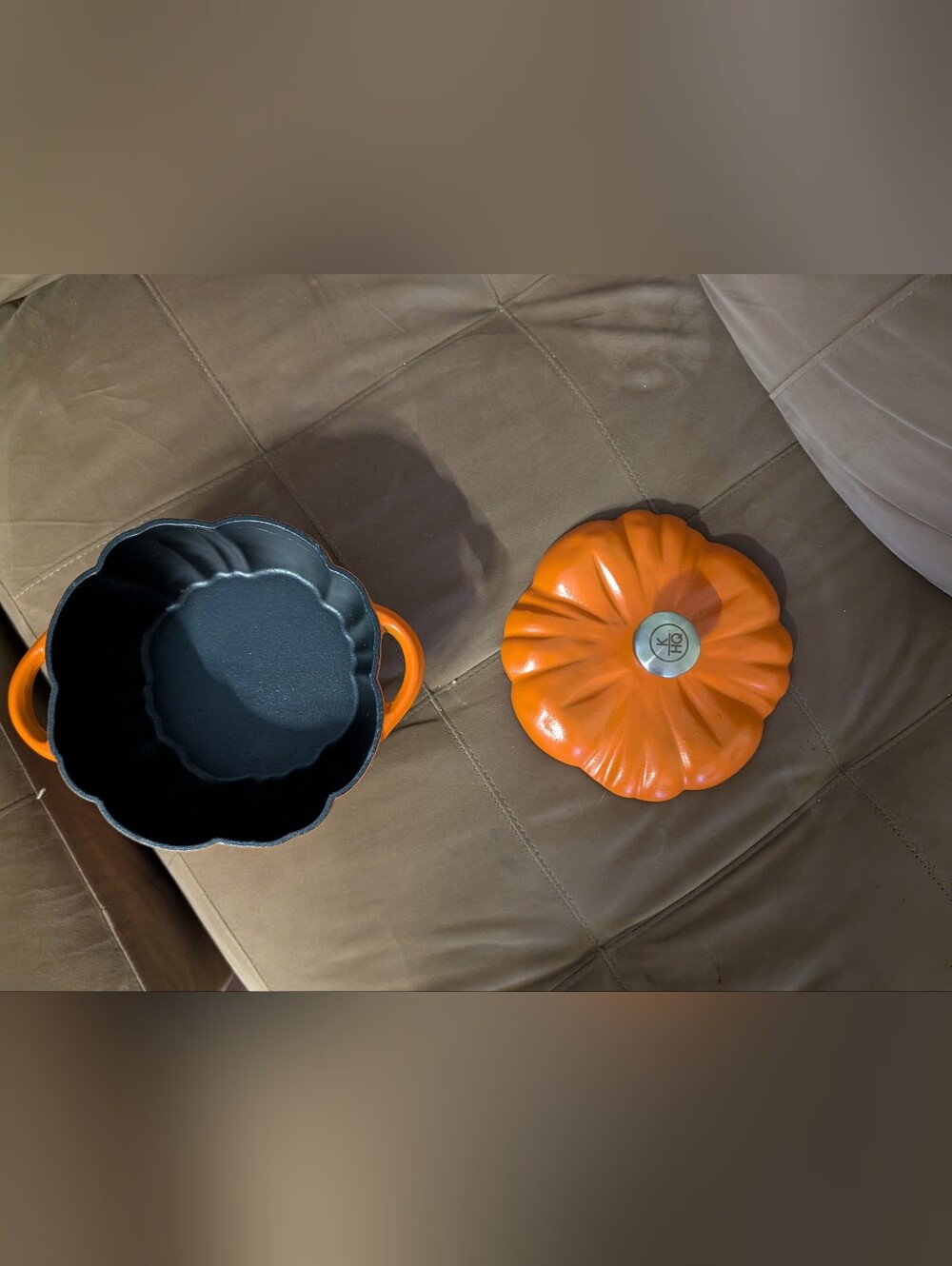 Orange Pumpkin-Shaped Cast Iron Dutch Oven - Heavy